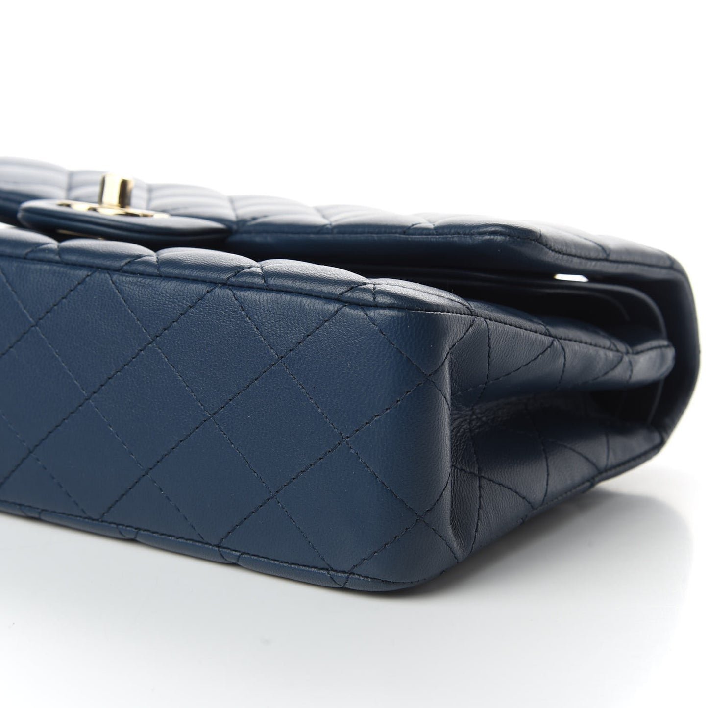 Lambskin Quilted Medium Double Flap Blue