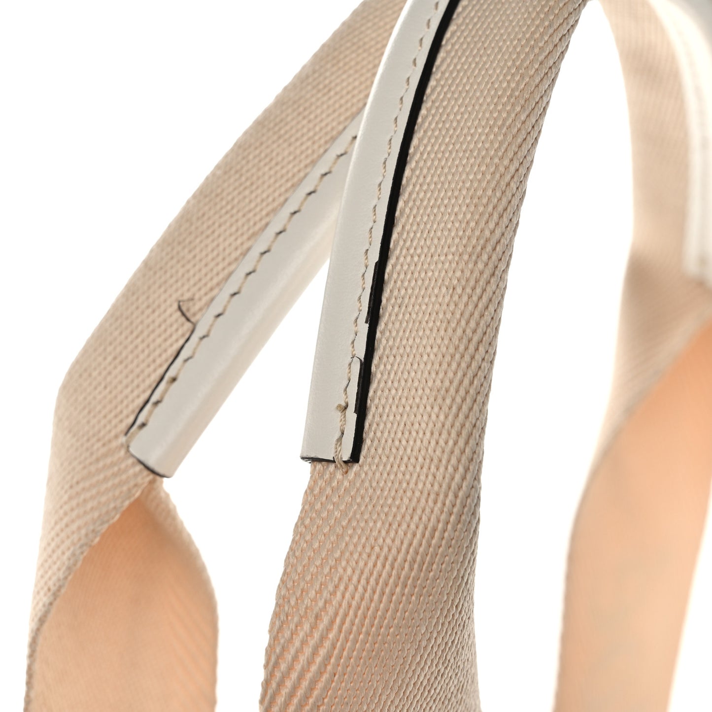 Linen Calfskin Medium Woody Ribbon Tote White