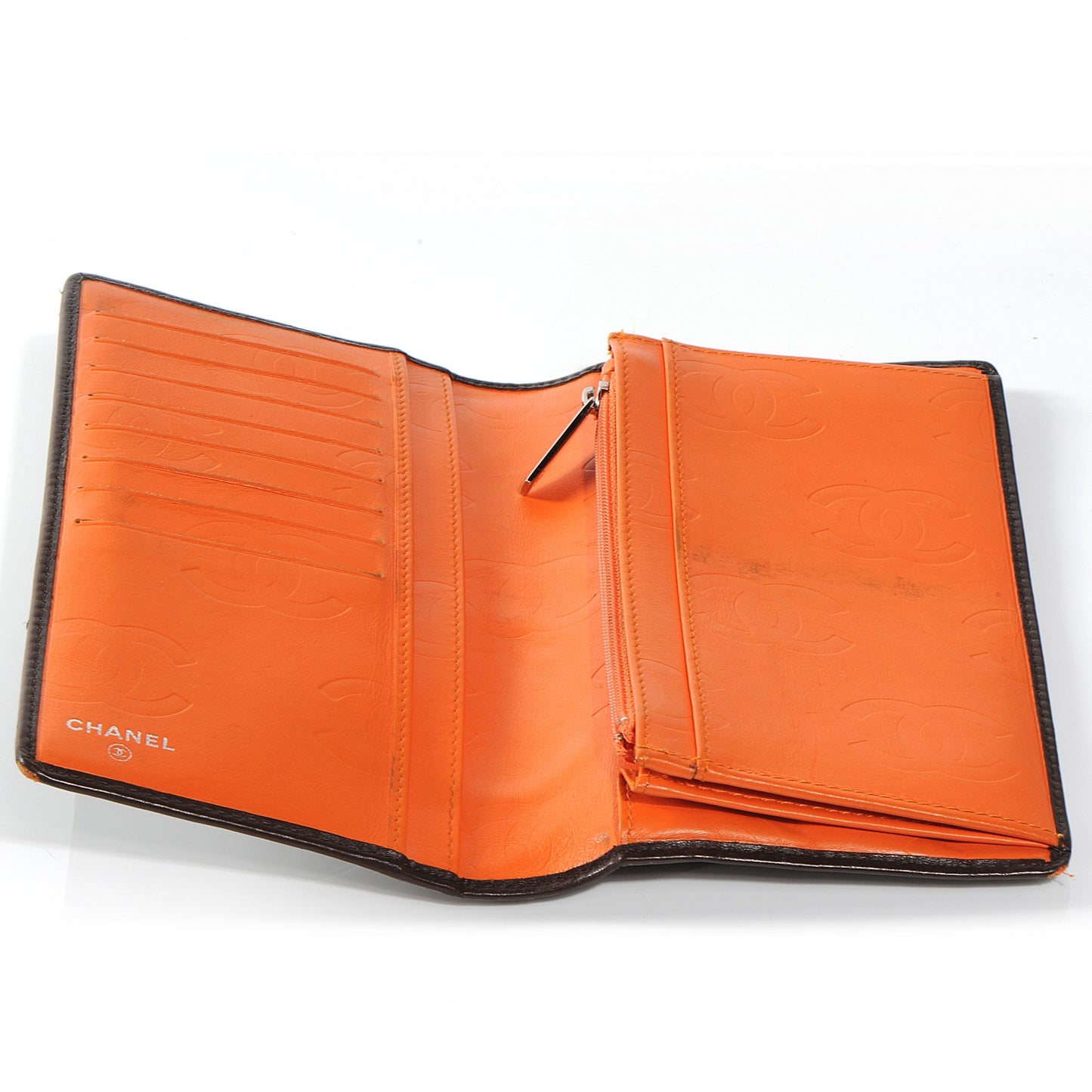 Calfskin Quilted Cambon CC Yen Wallet Brown
