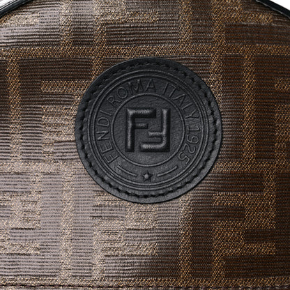 Fendi Glazed Fabric Vitello Century FF 1974 Stamp Patch Mini Backpack Mogano Panna Black 16 of 16