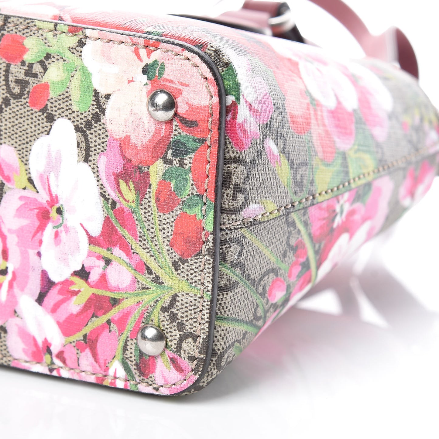 GG Supreme Monogram Blooms Mini Zip Top Tote Beige Multicolor Dry Rose