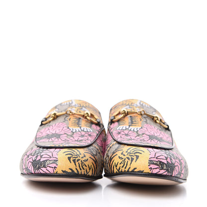 Gucci GG Supreme Monogram Bengal Womens Princetown Slippers 37 Beige Crop Pink 2 of 9
