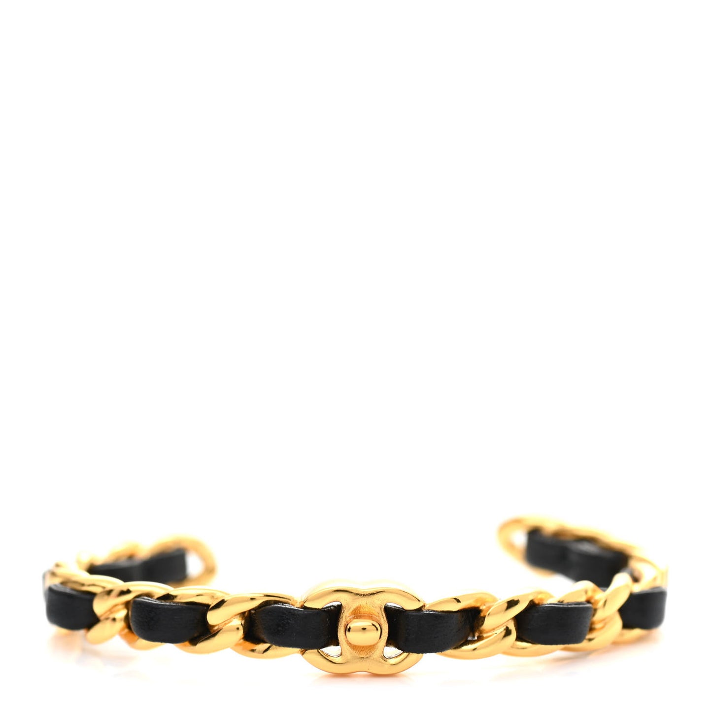 Lambskin More Is More Cuff Bracelet Black Gold