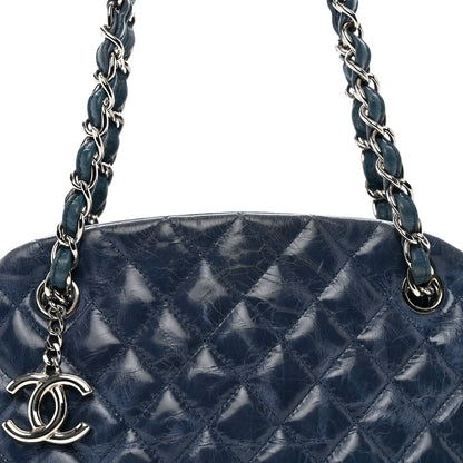 Chanel Aged Calfskin Quilted Small Just Mademoiselle Bowling Bag Dark Blue 5 of 10