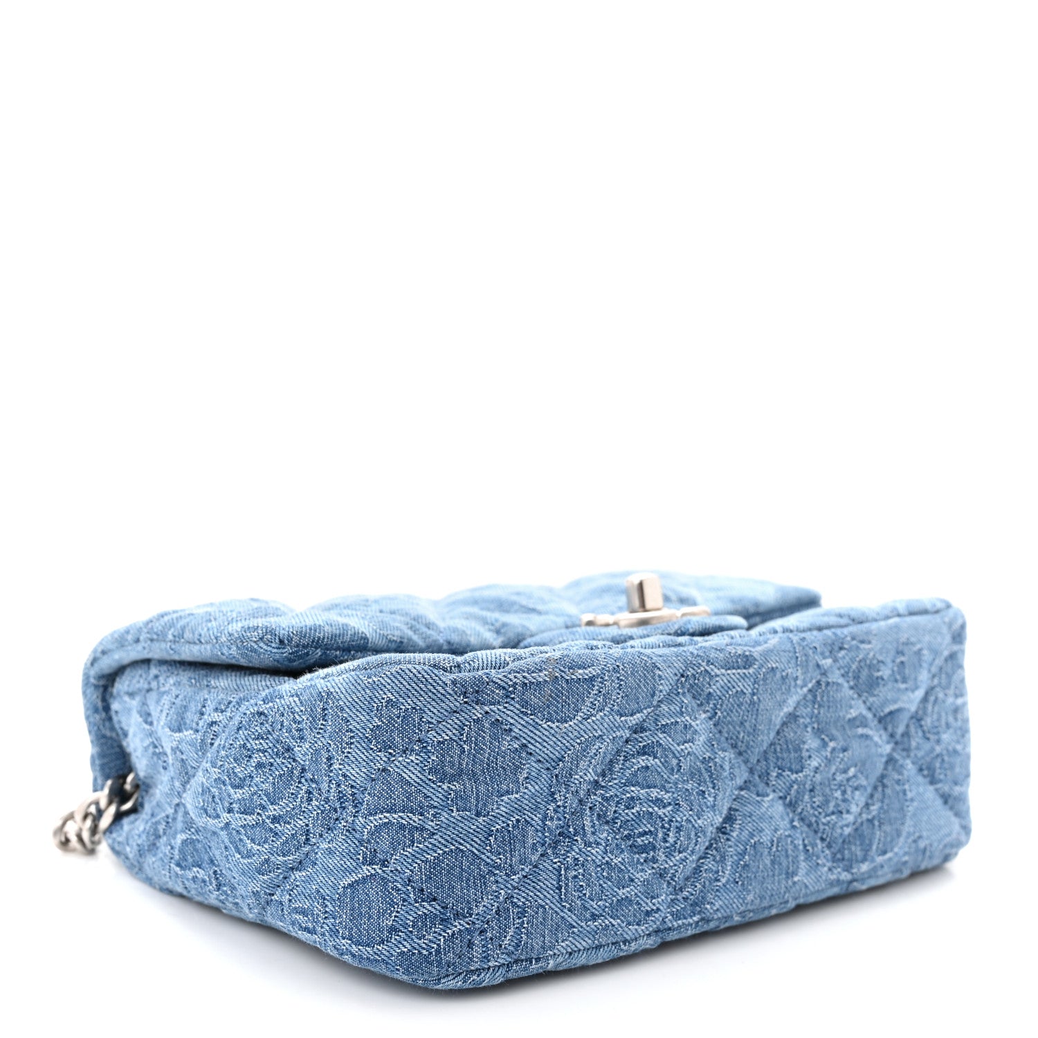 Chanel Denim Quilted Camellia Sweetheart Mini Flap Blue 4 of 11