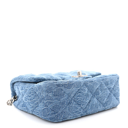 Chanel Denim Quilted Camellia Sweetheart Mini Flap Blue 4 of 11