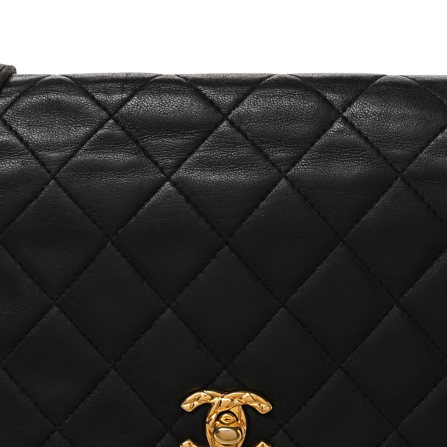 Lambskin Quilted Flap Shoulder Bag Black