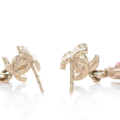 Chanel Enamel CC Camellia Earrings Gold Pink 3 of 4