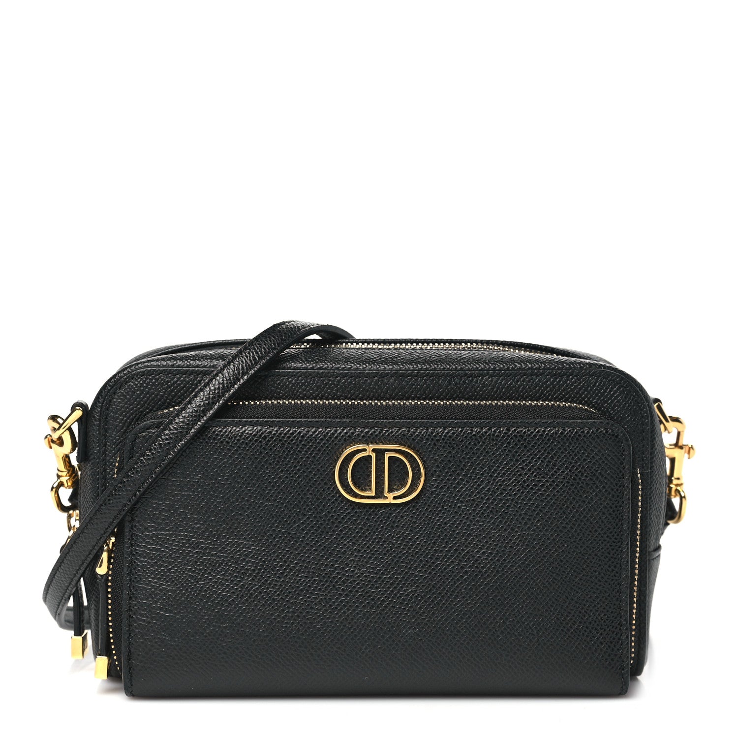 Christian Dior Grained Calfskin Caro Double Pouch Black 1 of 11