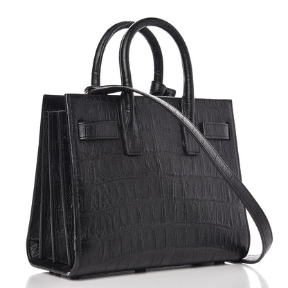 Saint Laurent Calfskin Crocodile Embossed Nano Sac De Jour Black 3 of 10