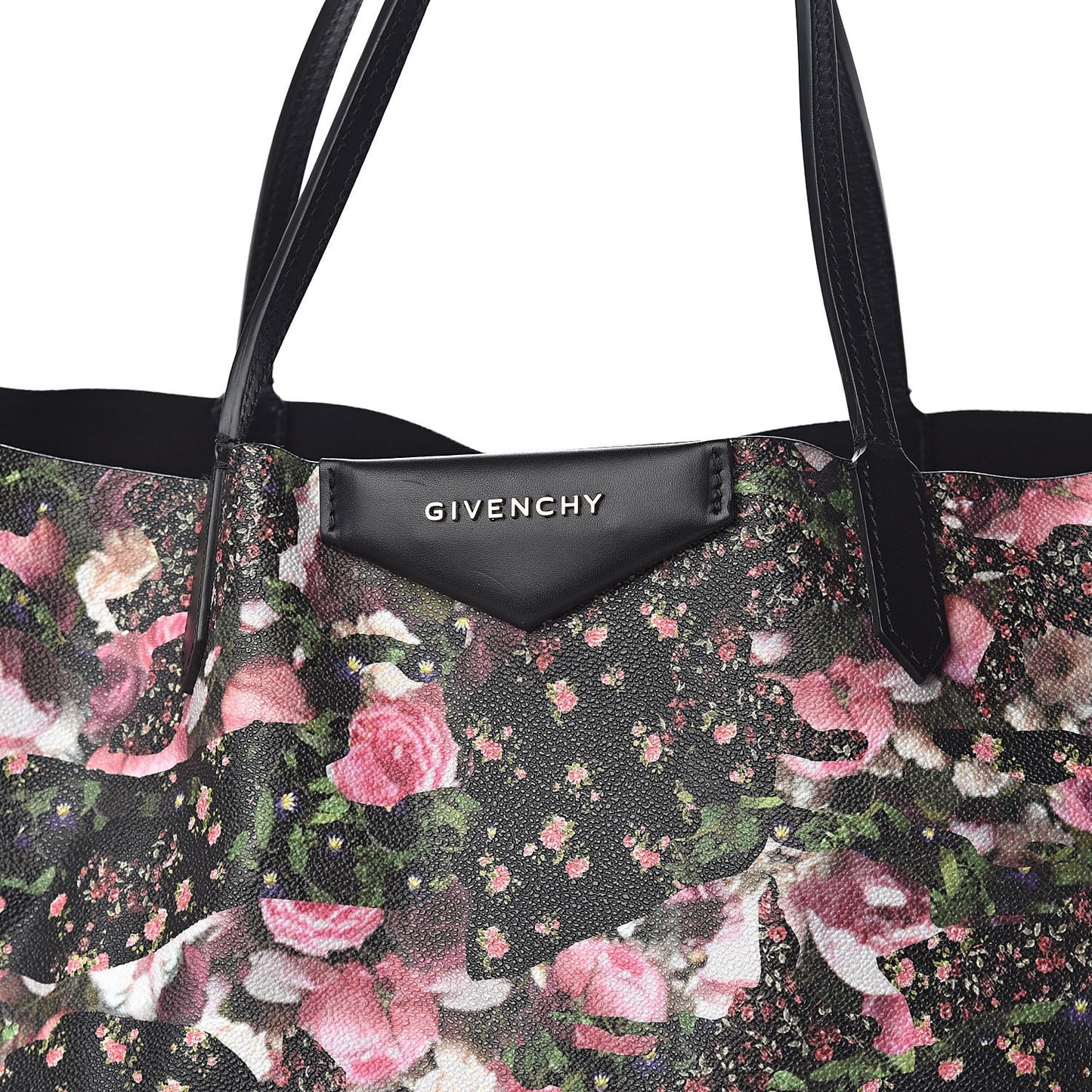 Coated Canvas Roses Camouflage Print Large Antigona Tote Black