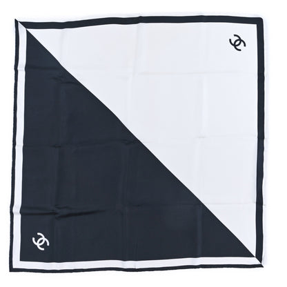 Chanel Silk CC Logo Scarf White Black White 1 of 3