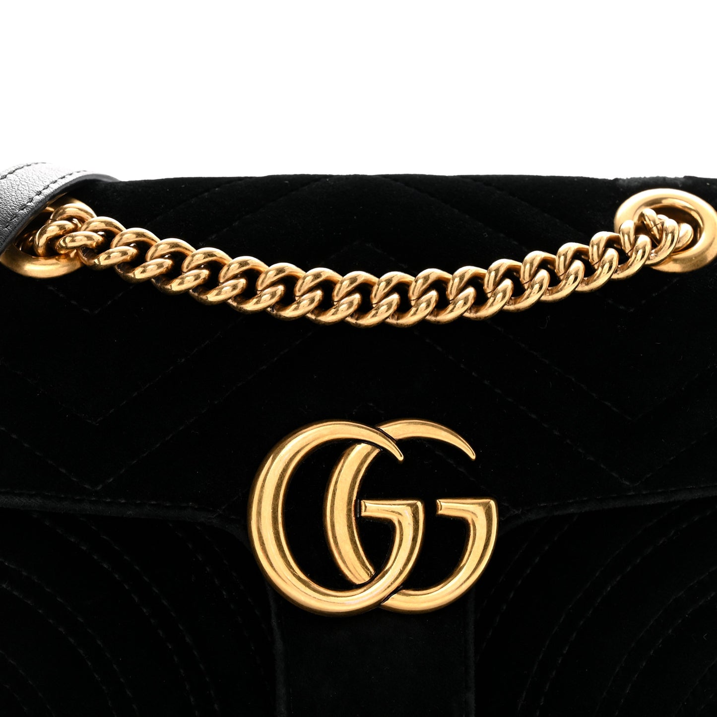 Velvet Matelasse Mini GG Marmont Shoulder Bag Black