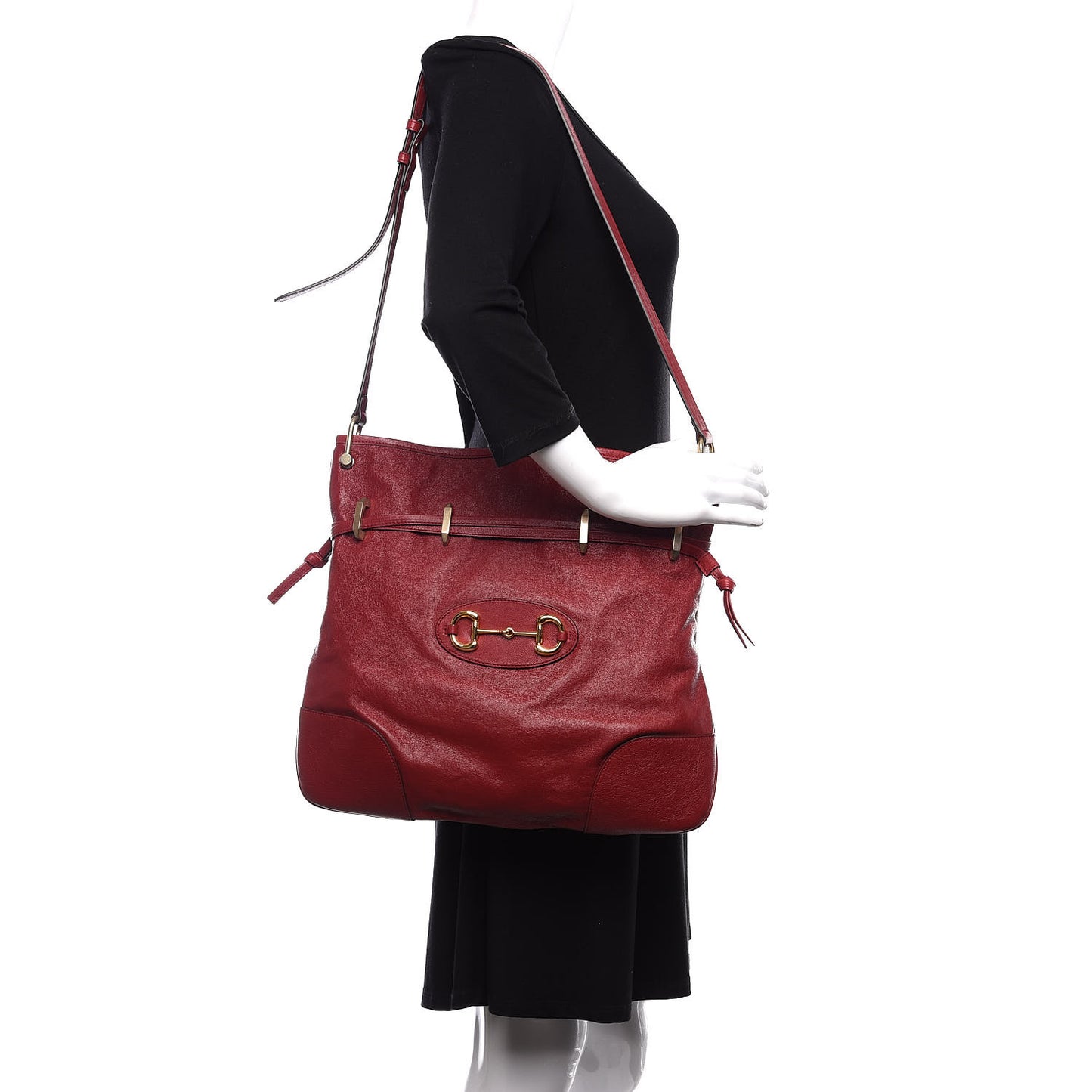 Sakai Be Green Calfskin Horsebit 1955 Cinch Top Messenger Bag New Cherry Red