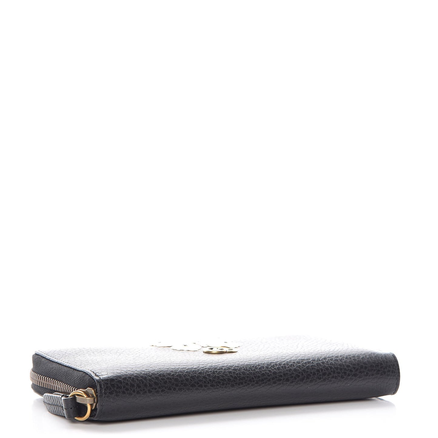 Calfskin Butterfly Zip Around Wallet Black