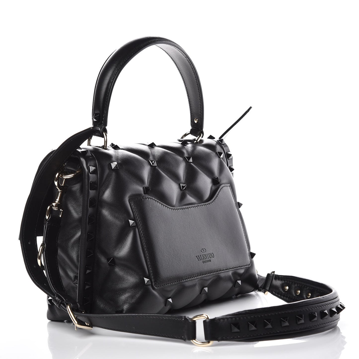Nappa Monochrome Medium Candystud Top Handle Bag Black