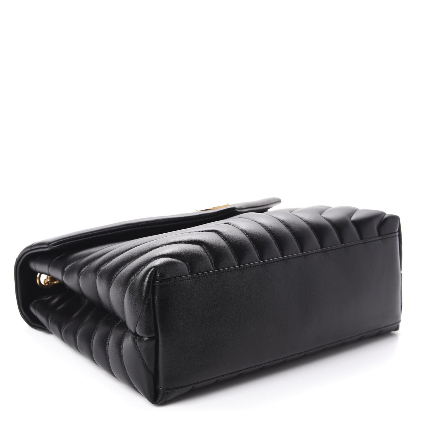 Calfskin Y Quilted Monogram Medium Loulou Chain Satchel Black