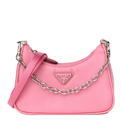 Prada Tessuto Nylon Saffiano Mini Re-Edition 2000 Shoulder Bag Begonia 1 of 11
