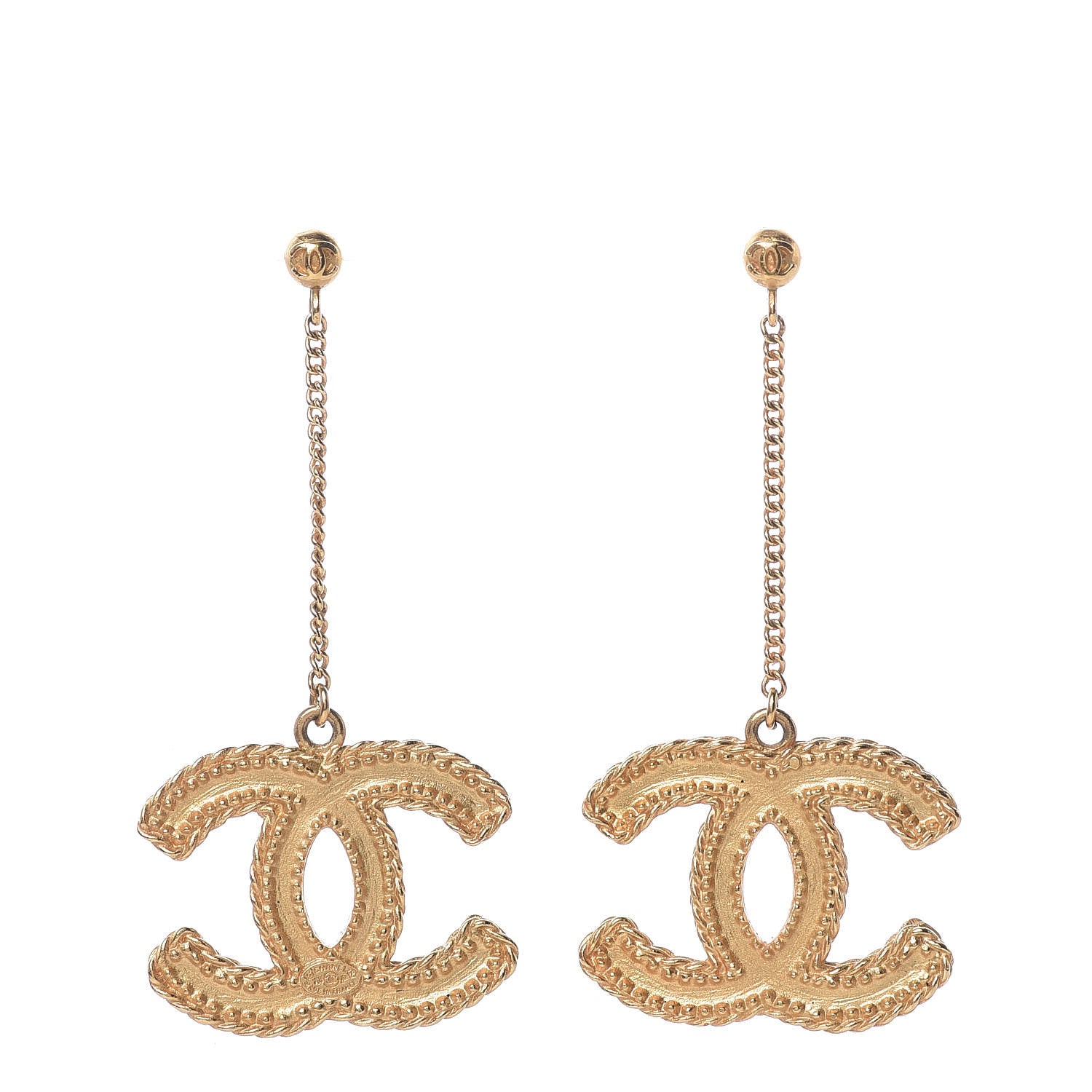 Chanel CC Drop Earrings Matte Gold 1 of 5