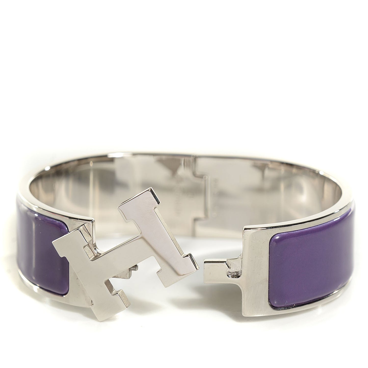 Enamel Wide Clic Clac H Bracelet GM Pourpre