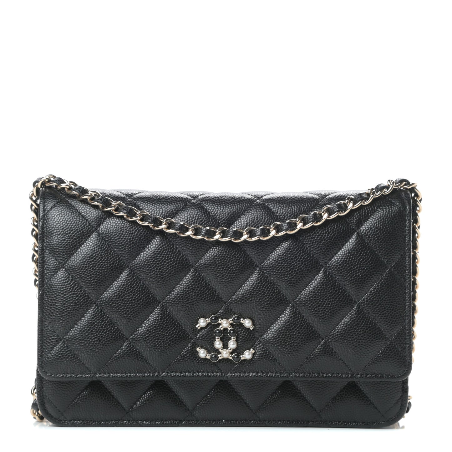 Caviar Quilted Coco Candy Wallet On Chain WOC Black