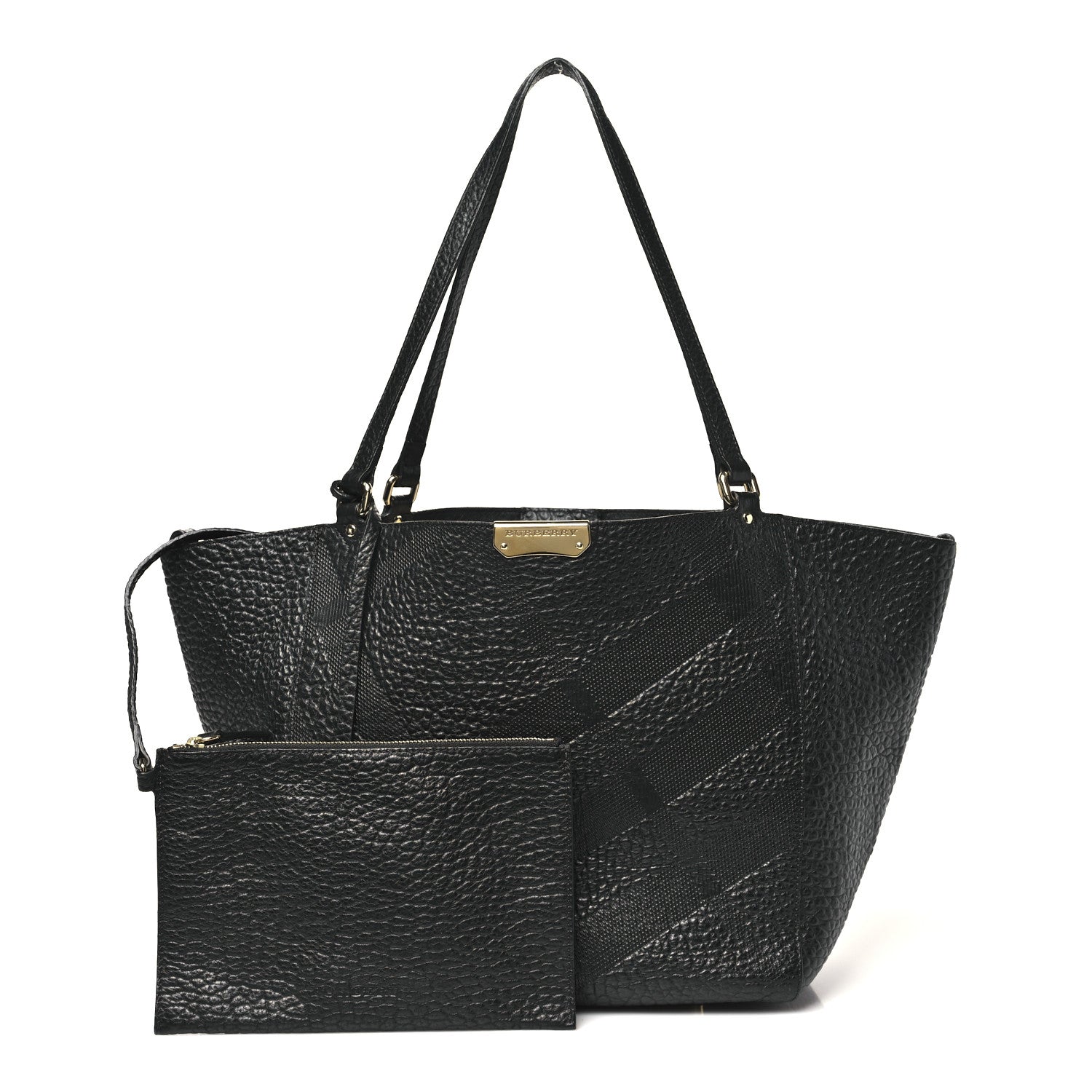 Burberry Heritage Grain Check Embossed Medium Dewsbury Tote Black 3 of 12