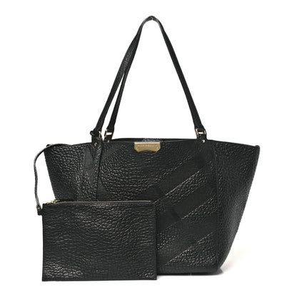 Burberry Heritage Grain Check Embossed Medium Dewsbury Tote Black 3 of 12