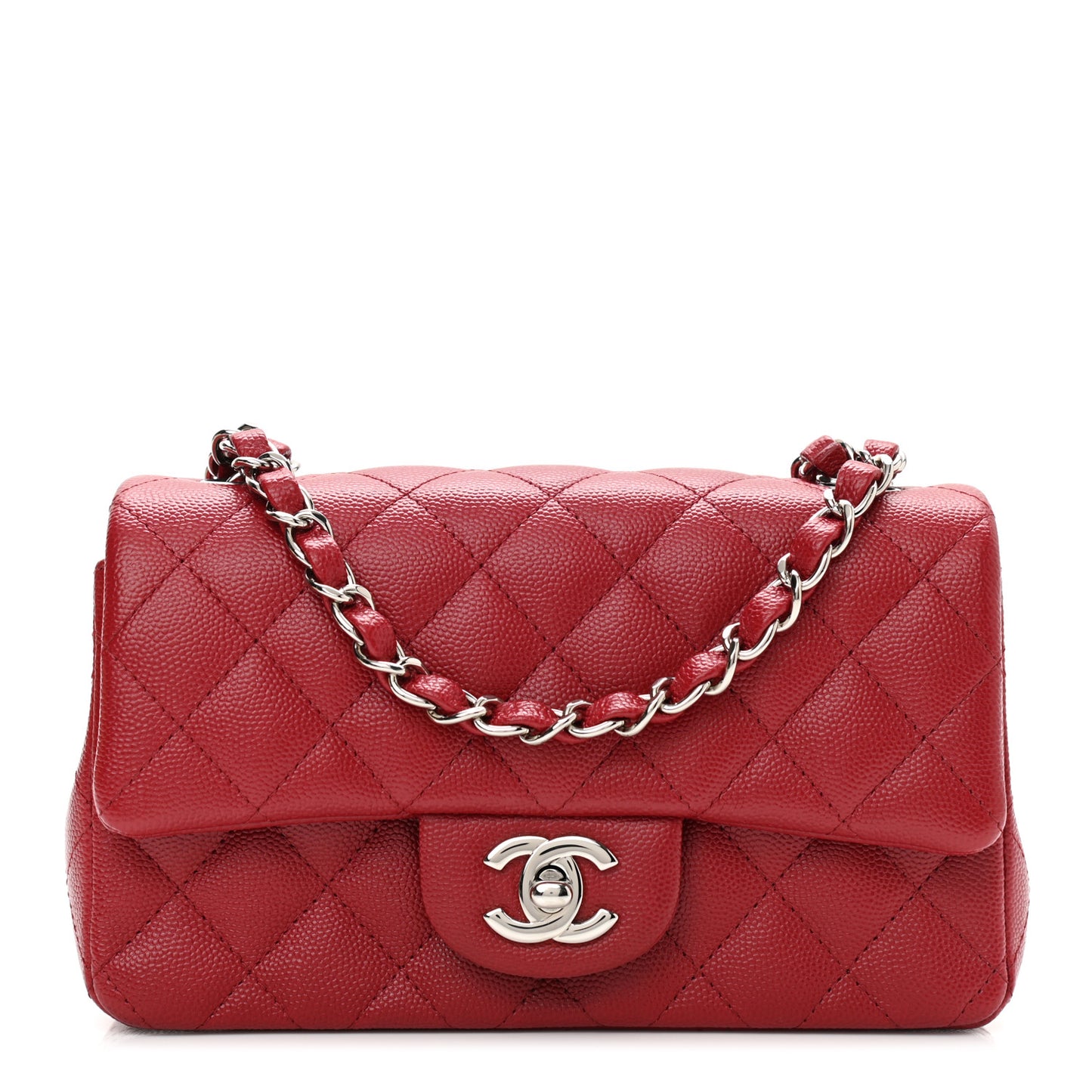 Caviar Quilted Mini Rectangular Flap Red