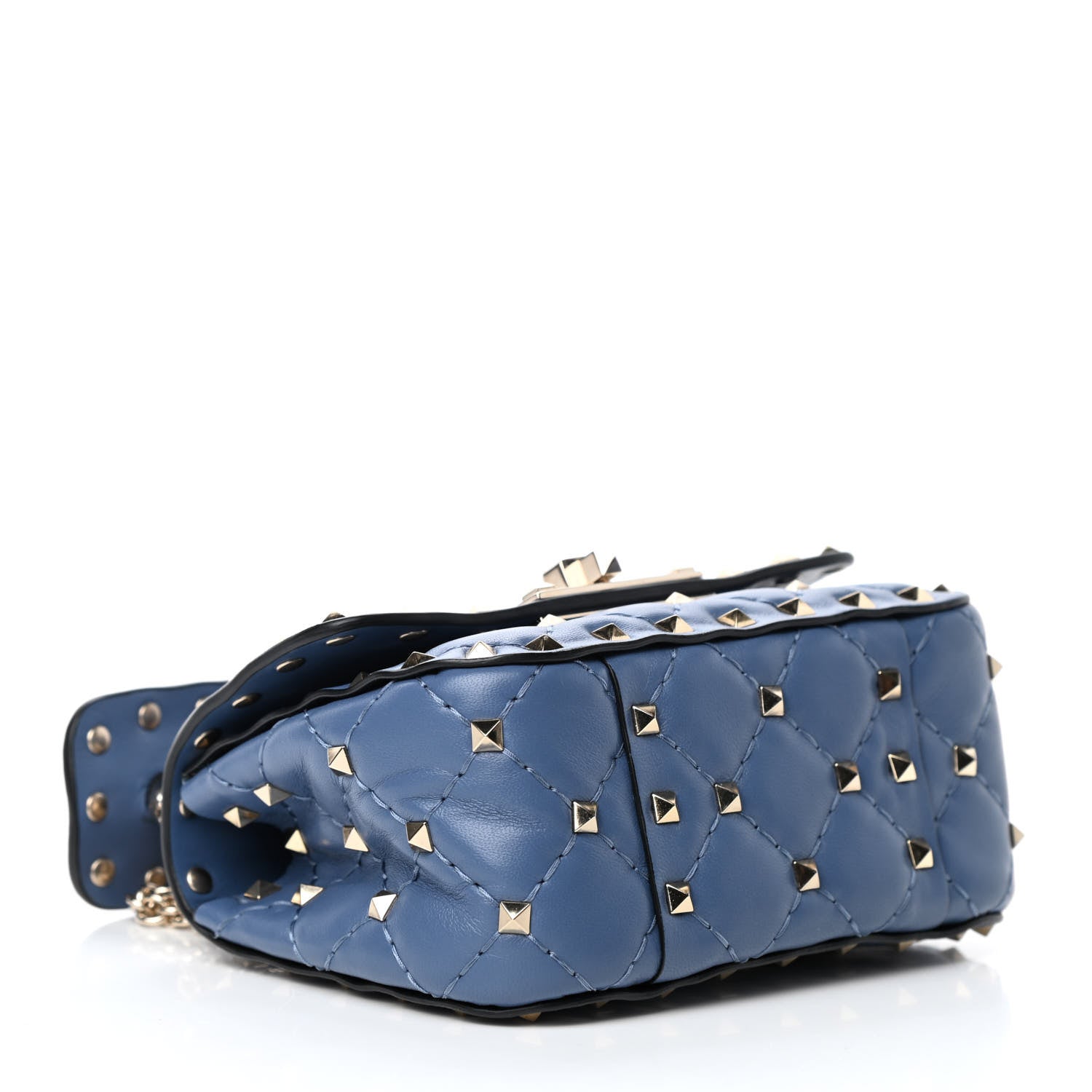Valentino Garavani Nappa Micro Rockstud Spike Shoulder Bag Blue Powder 3 of 4