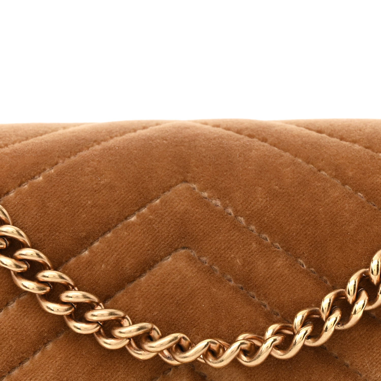 Gucci Velvet Matelasse GG Marmont Chain Wallet Taupe 10 of 15