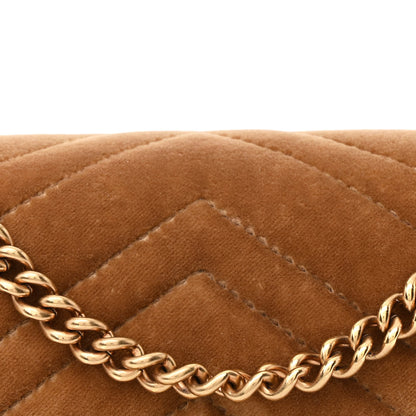 Gucci Velvet Matelasse GG Marmont Chain Wallet Taupe 10 of 15