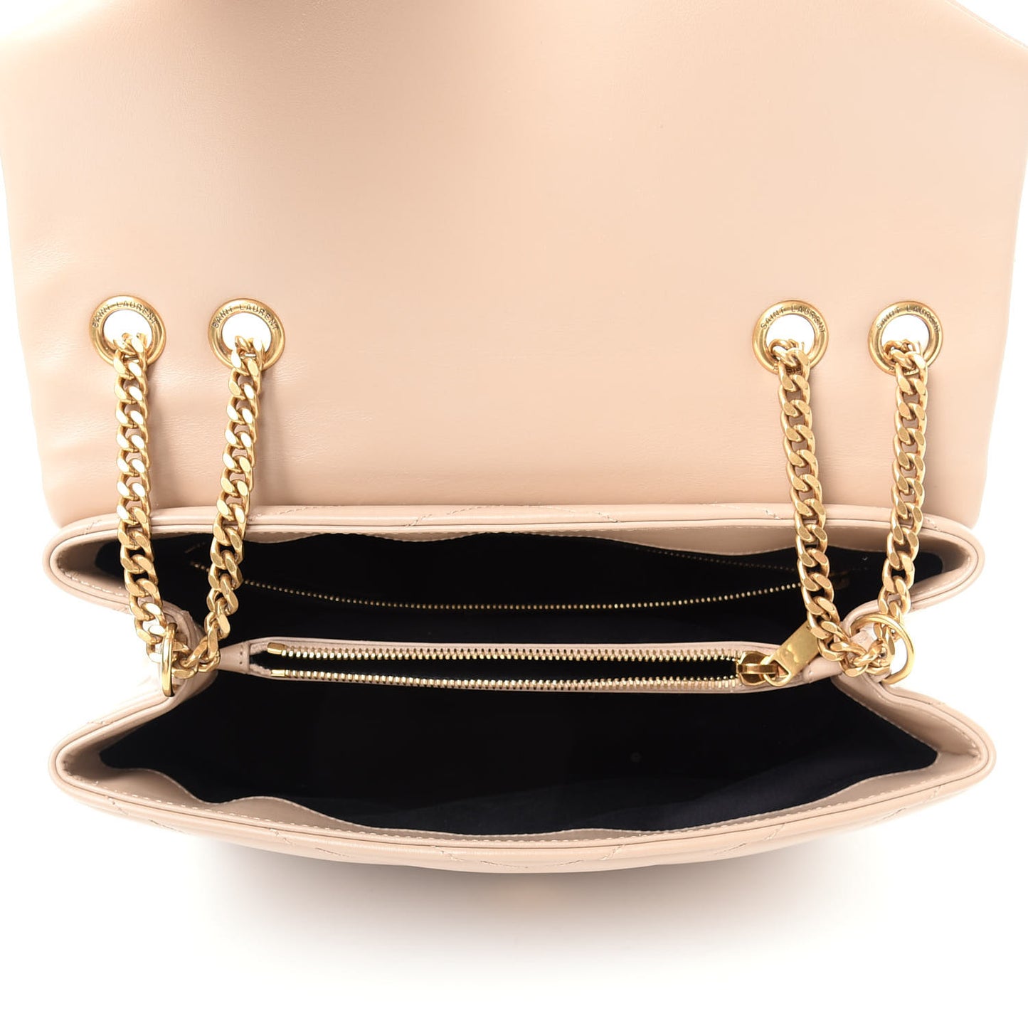 Calfskin Y Quilted Monogram Medium Loulou Chain Satchel Dark Beige