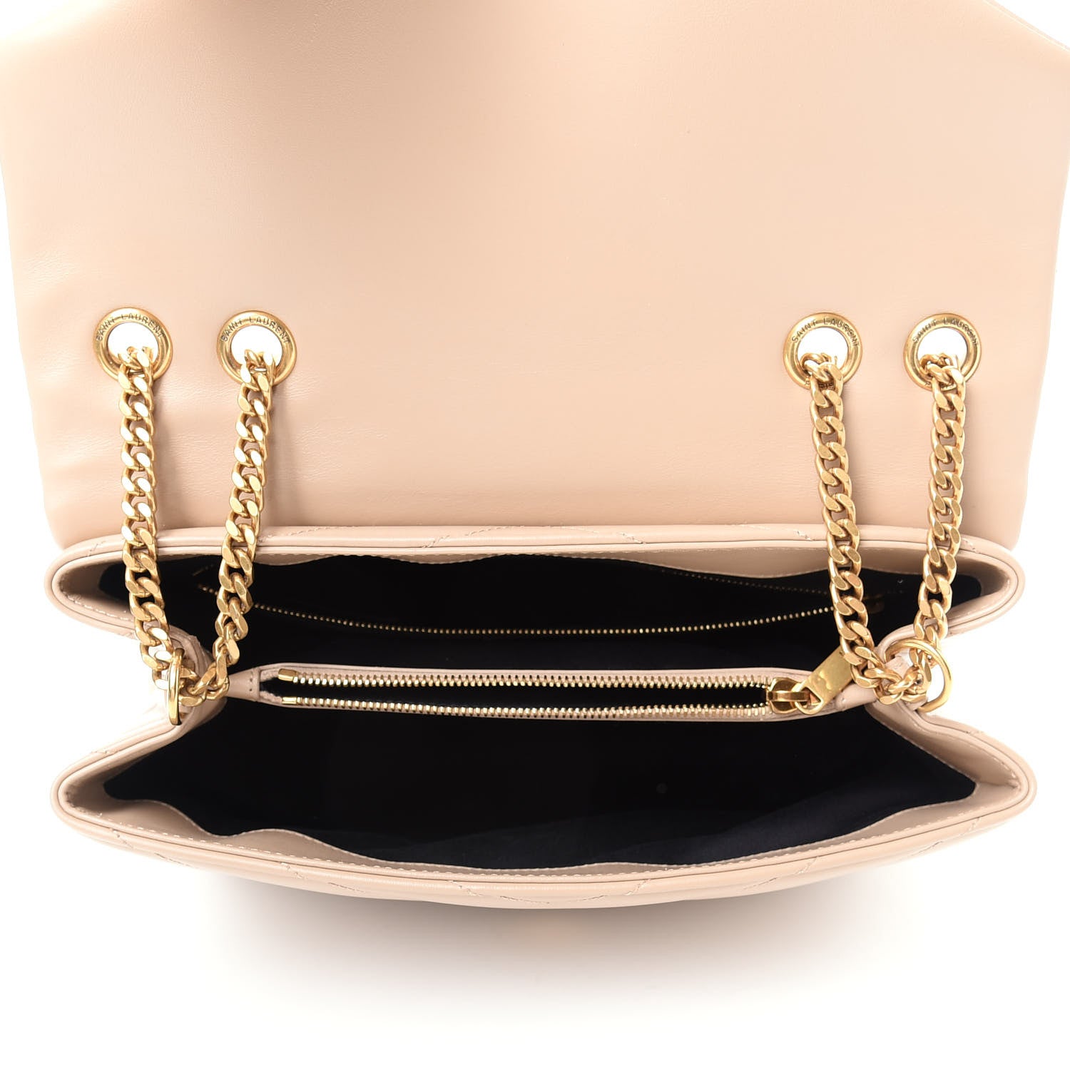 Saint Laurent Calfskin Y Quilted Monogram Medium Loulou Chain Satchel Dark Beige 5 of 9