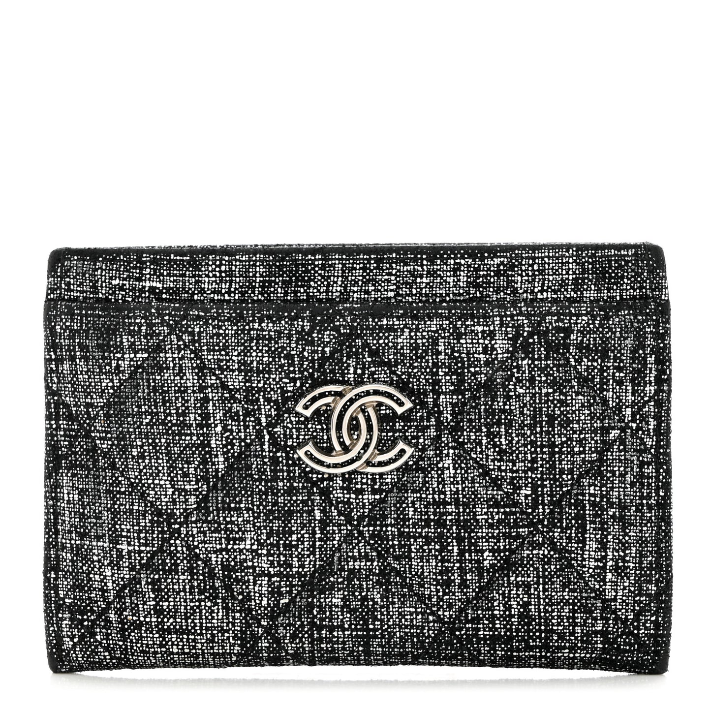 Metallic Fabric Quilted CC Card Holder Silver