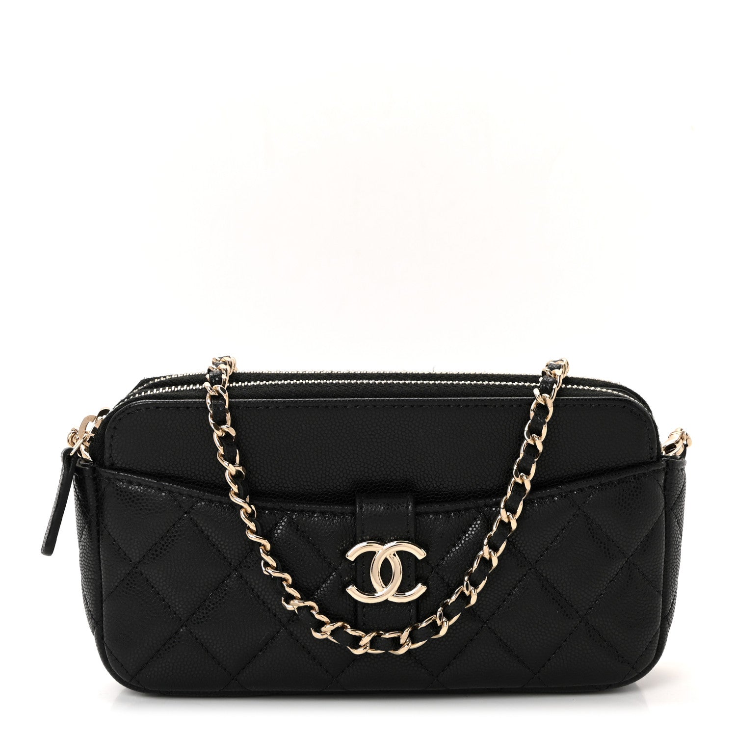 Chanel Caviar Quilted Zipped Phone Holder With Chain Black 1 of 11