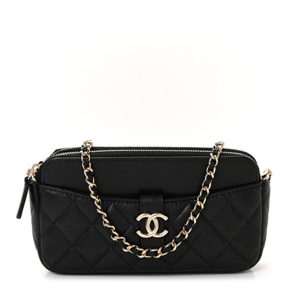 Chanel Caviar Quilted Zipped Phone Holder With Chain Black 1 of 11