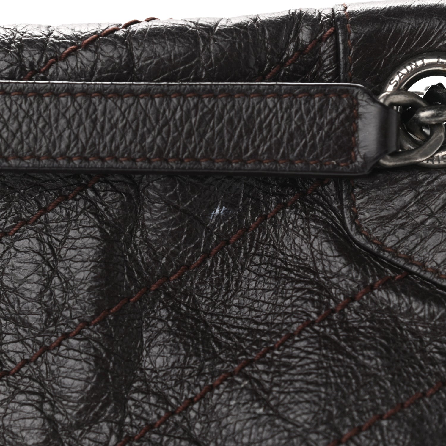Saint Laurent Crinkled Calfskin Matelasse Monogram Large Niki Chain Satchel Tulip 11 of 12