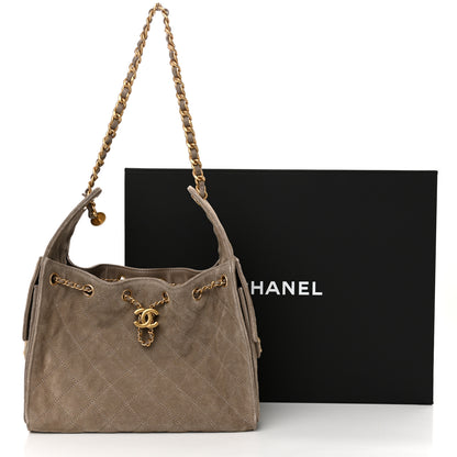 Chanel Suede Quilted Small Chanel 25 Handbag Dark Grey 11 of 11
