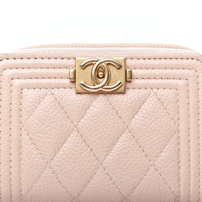 Chanel Caviar Quilted Boy Zip Around Coin Purse Wallet Beige Clair 8 of 9