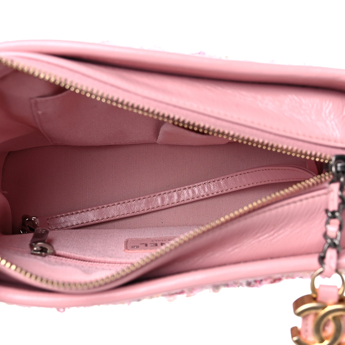 Tweed Calfskin Small Gabrielle Hobo Light Pink