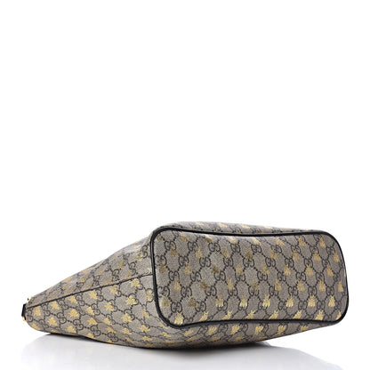 Gucci Soft GG Supreme Monogram Bees Small Crossbody Tote Beige Oro Black 4 of 9