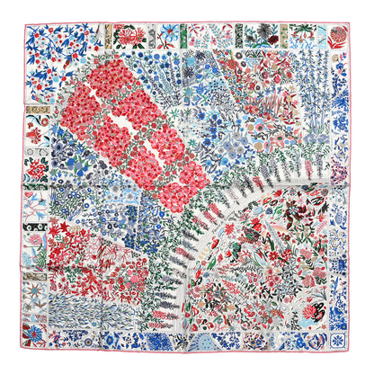 Hermes Silk Fleurs De Giverny Scarf 90 White Rouge Bleu 1 of 6