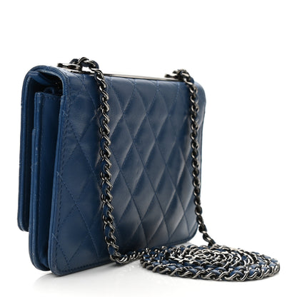 Chanel Lambskin Quilted Trendy CC Wallet On Chain WOC Blue 3 of 12