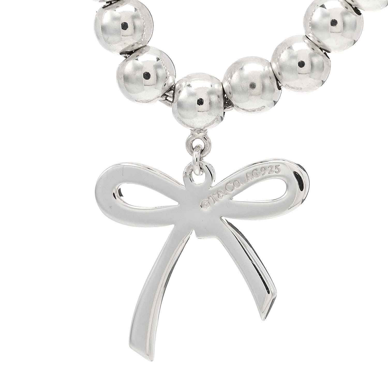 Tiffany Sterling Silver 4mm Bow Bead Bracelet 3 of 5