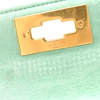 Valentino Garavani Crystal Suede Small Roman Stud Shoulder Bag Green 7 of 13