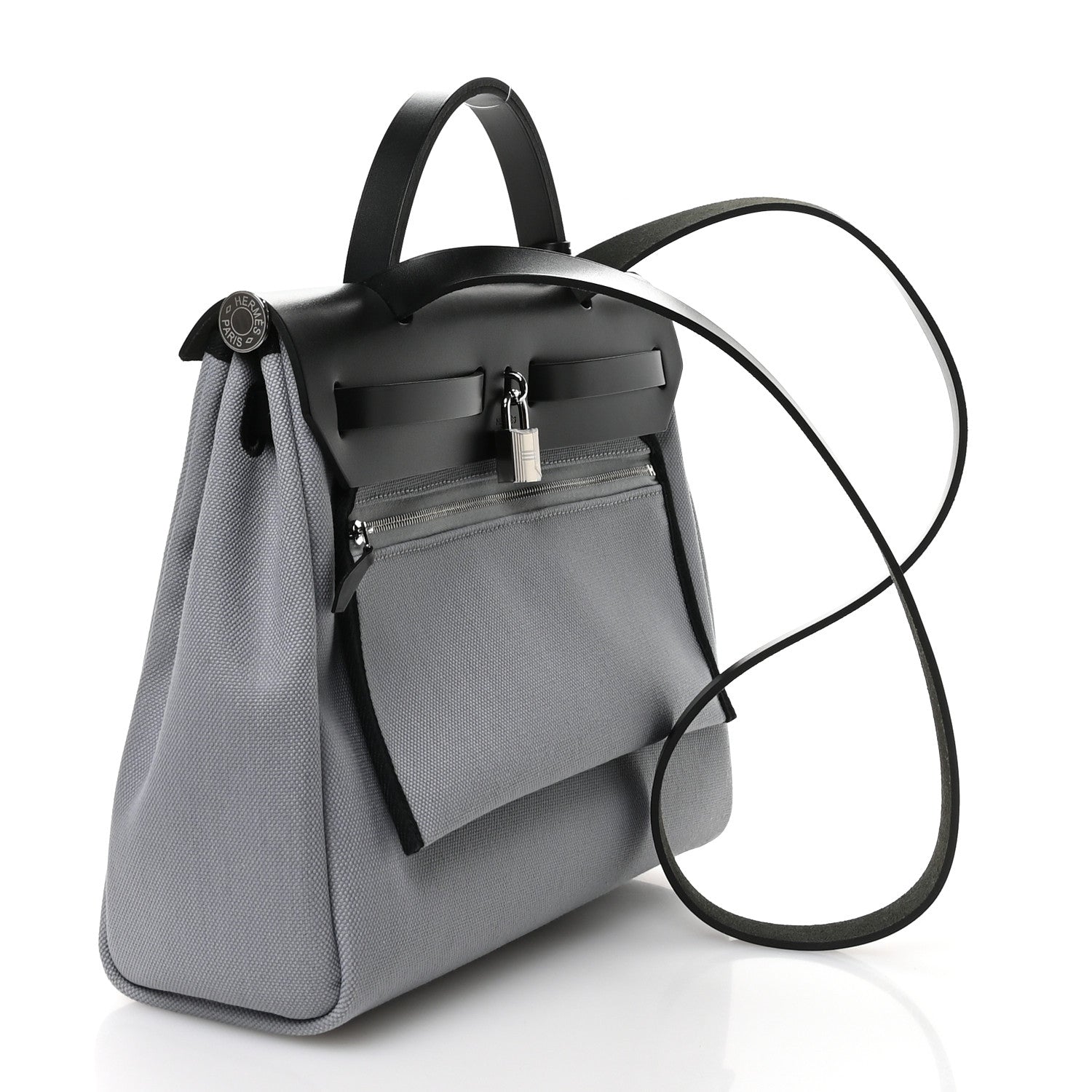 Hermes Military Toile Vache Hunter Herbag Zip Retourne 31 PM Gris Pantin Black 4 of 12