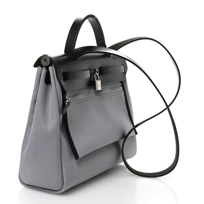 Hermes Military Toile Vache Hunter Herbag Zip Retourne 31 PM Gris Pantin Black 4 of 12