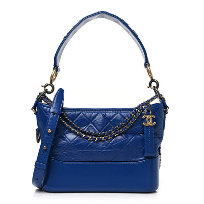 Chanel Aged Smooth Calfskin Quilted Medium Gabrielle Logo Hobo Blue 1 of 10