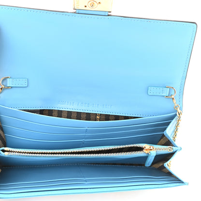 Fendi X SARAH COLEMAN Vitello Liberty Ceylon Micro FF Fish Eye Embossed Continental Envelope Wallet On Chain Multicolor Cyber Blue 5 of 10