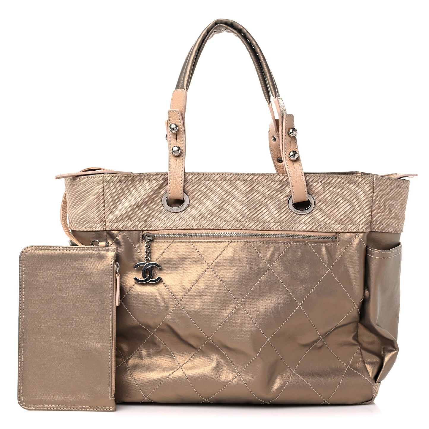 Metallic Coated Canvas Large Paris Biarritz Tote Gold